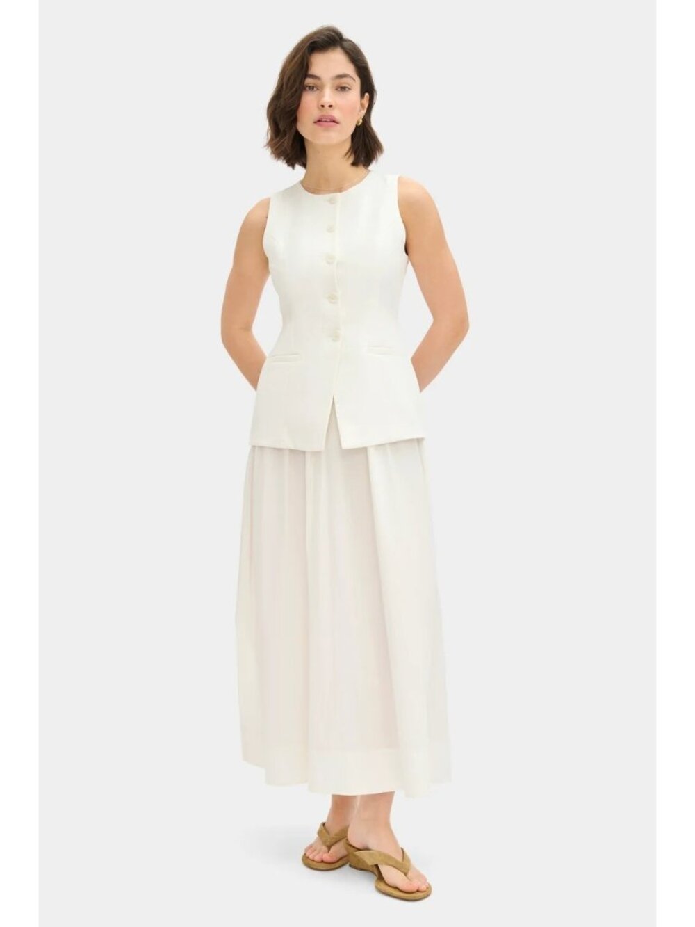 ALIGNE Harley Waistcoat Dress White Size 10 NWT